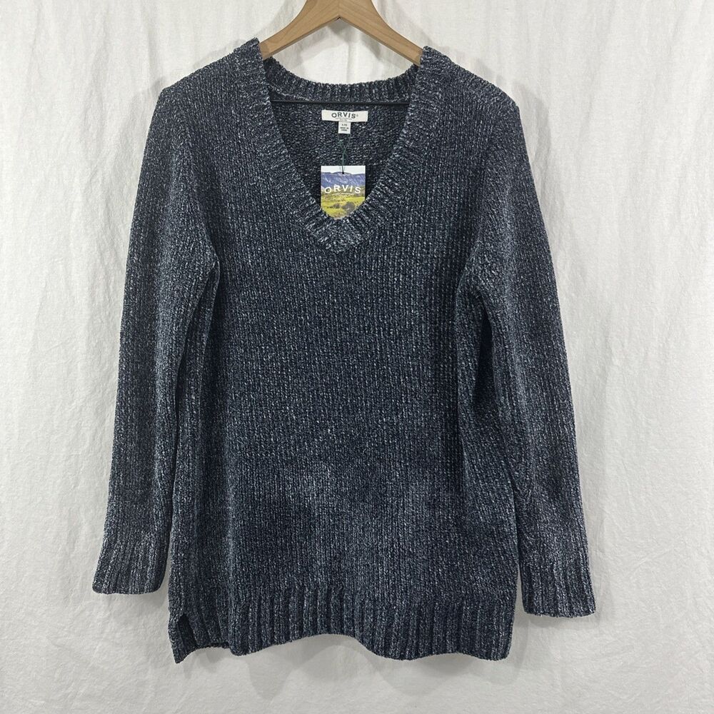 Orvis Vneck Chenille Tunic Sweater Womens Sz L Cozy Fall Comfort Soft